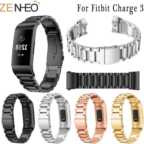 Stainless Steel Bands for Fitbit Charge 3 Metal Wristbands Luxury business Watch Band Strap for Fitbit Charge 3 Wrist Men Band