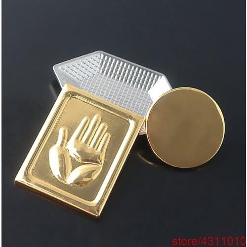 Anime cosplay JoJos Bizarre Adventure Kujo Jotaro hat pin brooch button square round gold metal pin costume accessories jewelry