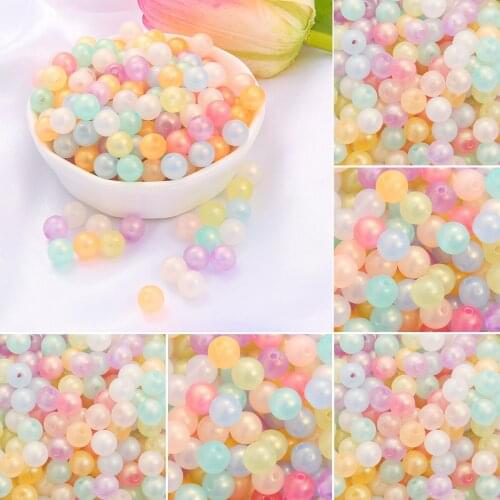Fishion 8/10mm Mix Color Plastic Acrylic Round Beads Loosr Beads Earring Necklace Bracelet Making DIY Jewelry Accessories