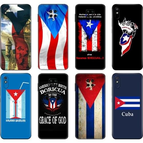 Black tpu Case For Xiaomi Redmi 7A 8 8A 9 9A 9C Case Redmi Note 8T 8 Pro T Note 9 9S 9 Pro Case Cuba flag Art