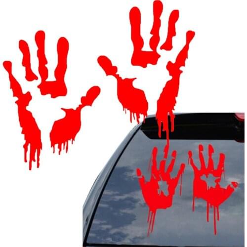 Red Bloody Blood Hand Print Vinyl Car Decal Zombie Creepy Dead Sticker Creepy