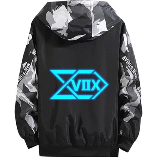 Summer Coat Hot Anime ID:INVADED Cosplay Hoodie Role Narihisago Akihito Logo Luminous Print Zipper Camouflage Thin Jacket