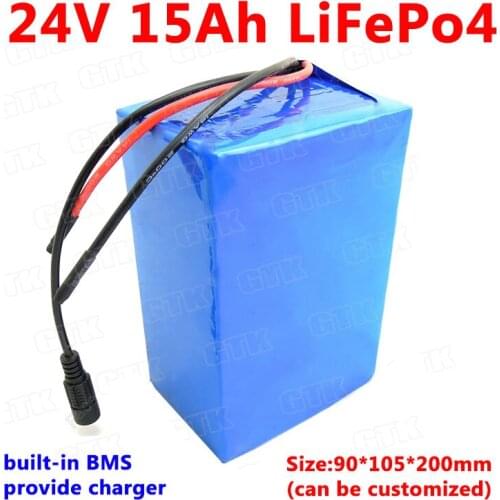 GTK 24v 15ah battery pack lithium li ion battery NMC for 720W 500W electric bike Scooter electric car start power+2A charger