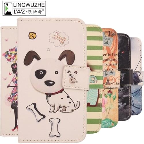 Logicom Le Must 2 Case 5.72 inch Painting Leather Flip Wallet Smartphone Shell Cover For Logicom Le Must 2 Phone Holster Cases