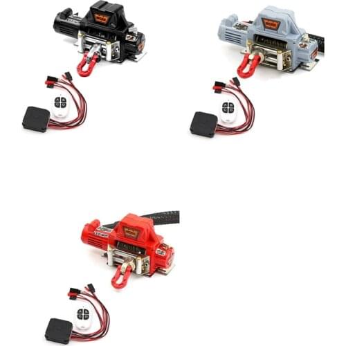 Metal Automatic Winch with CH4 Wireless Remote Controller for 1/10 RC Crawler Car Axial SCX10 90046 Traxxas TRX4