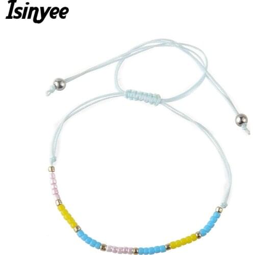 ISINYEE Fashion Cute Seedbeads Bracelets For Women Girls Party Rope Braided Red String Bracelet Girlfriend Gift Silver Jewelry