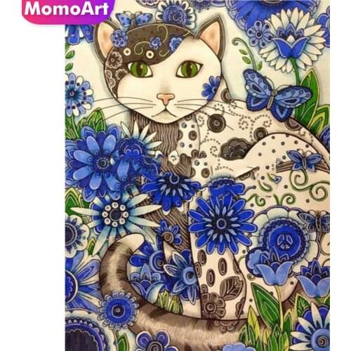 MomoArt 5D DIY Diamond Painting Cat Rhinestone Art Full Square Diamond Embroidery Animal Handcrafts Home Decoration