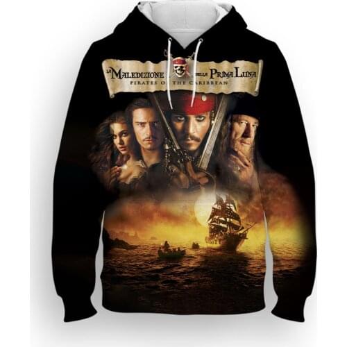 Pirates of the Caribbean Male Sweatshirt Autumn Fashion 3D Print Mens Hoodie Casual Long Sleeve Oversized Kids Clothes