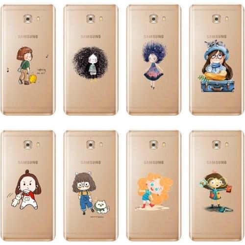 Soft Phone Case For Samsung Galaxy C9 C7 C5 Pro Cartoon Girl Kawaii Kpop Silicone Back Cover For Samsung Galaxy C5 C7 C8 Case