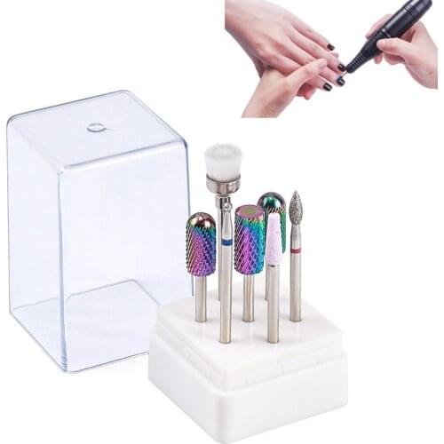 Nail Drill Bits Set Nail Art 7Pcs Blue Color Tungsten Carbide Acrylic Nail File Drill Bit Manicure Pedicure