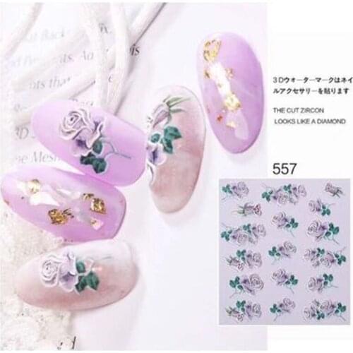 6d DIY Cubic Engraved Nail Stickers Water Slide Nail Decals