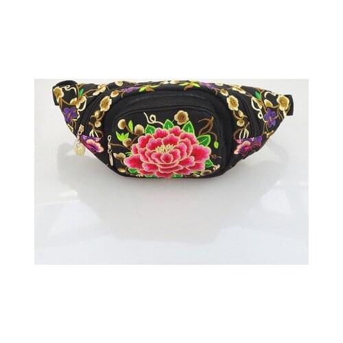 New 2018 Fashion Embroidered Women waist bags!Nice Floral embroidered Lady Waist Packs Versatile Bohemian Canvas Waist Holder