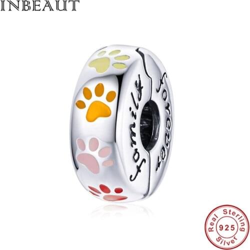 925 sterling silver charm colorful animal paw positioning buckle beads fit original pandora bracelet bangle fashion jewelry