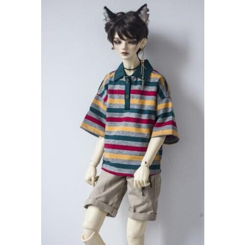 BJD doll clothing is suitable for 1/3 1/4 MSD size simple and versatile striped POLO shirt short sleeve T-shirt doll accessories
