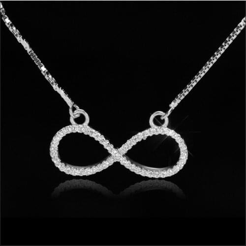 Silver 925 Necklace Pendants Fortune 8 Charm AAA Zircon Necklace Simple Romantic Jewelry for Women