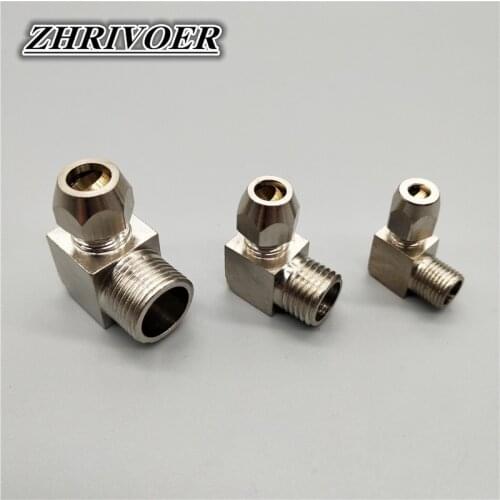 Pneumatic Fittings Male Thread 1/8" 1/4" 3/8" 1/2" Elbow Brass Fit 4 6 8 10 12 14 16mm OD Tube Coupler Adapter Connector