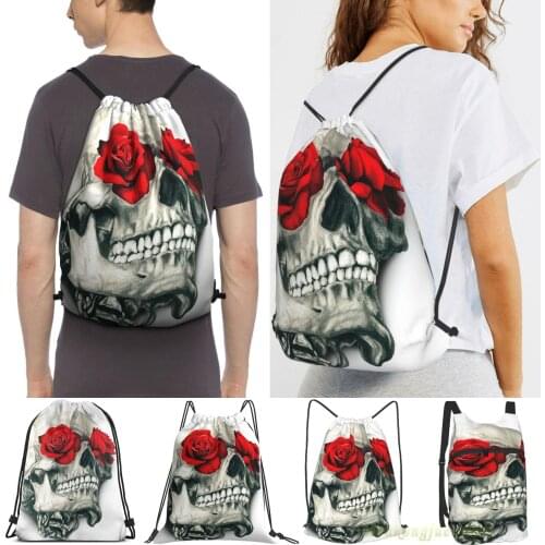 Men Sackpack Strap Bags Rose Eye Skull Women Purpose Drawstring Backpacks Outdoor Travel Backpacks For Gym Training Fitness Bag