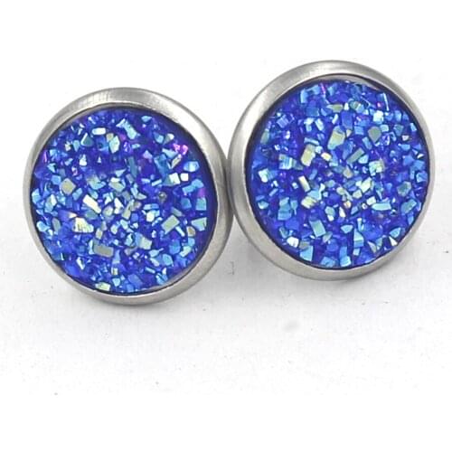 Star Earrings Small Round Circle 12MM Stainless Steel Bezel Resin Stars Earring Female Women Men Simple Minimalist Cheap Brincos