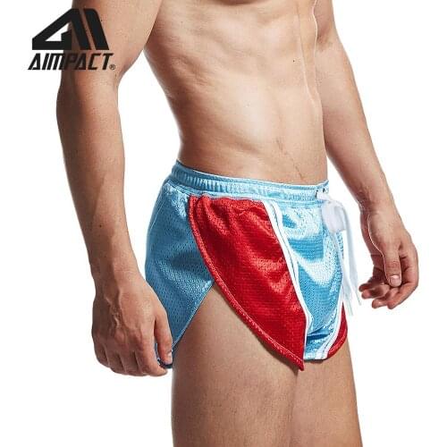 AIMPACT Marathon Shorts 2020 Mens Split Side Shorts Gym Fun Party Workout Running Shorts Boxer Underwear Jogging Loungewear