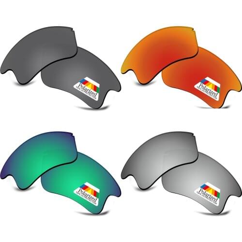 Bwake 4 Pairs Black & Silver & Green & Fire Red Polarized Replacement Lenses for-Oakley Fast Jacket XL OO9156 Sunglasses Frame