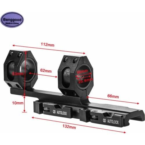 Tactical QD Quick Release Scope Mount 25.4mm/30mm Dual Ring Tube Cantilever Forward Reach 20mm Picatinny Weaver Rail Auto Lock