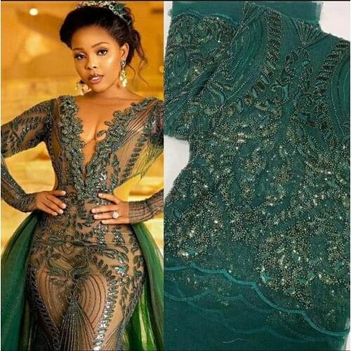Luxury Design JRB-7.31901 Embroidery Mesh fabric with Beads Nigerian Beaded Lace Fabric French Net Lace Fabric