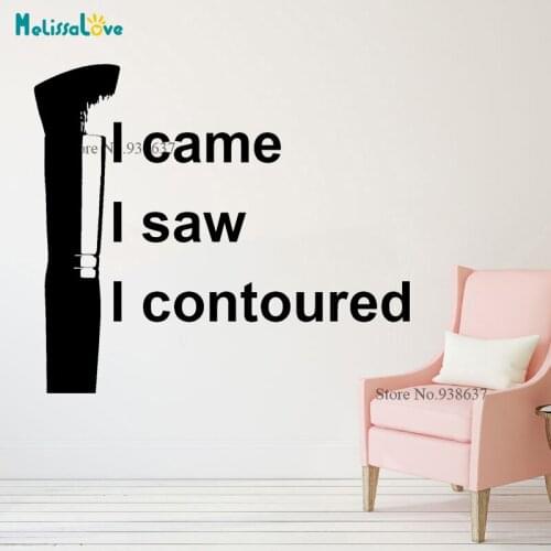 I Came I Saw I Contoured Makeup Brush Design Beauty Salon Decal Girls Room Dressing Tables Decoration Quote Design B994