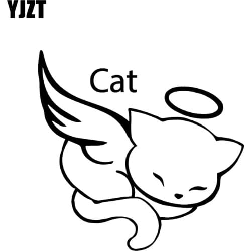 YJZT 12.5*12.3CM Pet Cat Angel Guardian Sleeping Sticker Silhoutte Decal Black/Silver Nice Design Covering The Body C20-1481