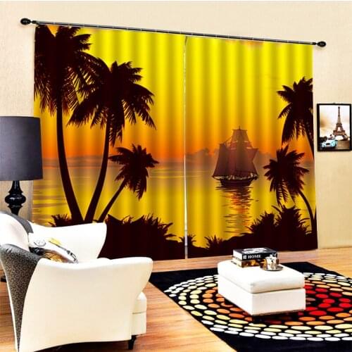 Nature personality style alley photo print 3d curtain sunset beach curtains 3D Window Curtains For Living Room Bedroom