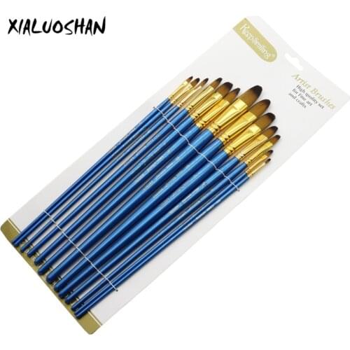 13 pcs/set Nylon Hair Wooden Handle Watercolor Paint Brush Acrylic Pigments Brush Oil painting tools Painting Stationery