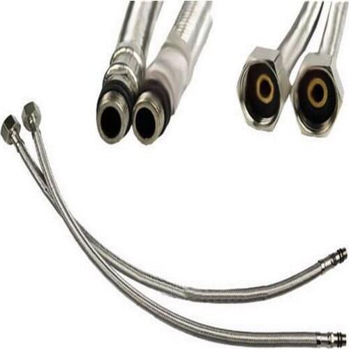 2 Pcs 19.7 Inch (500mm) Braided Stainless Steel Faucet Hot & Cold Water Supply Line Hose 1/2" Fitting Water Hose aba019