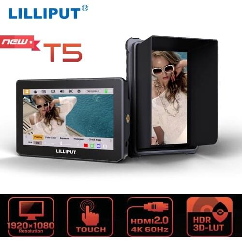 LILLIPUT T5 5 Inch Dslr Camera Field Monitor Waveform 3D LUT HDR Touch Screen IPS FHD 4K HDMI-Compatible 60Hz for Camera Video