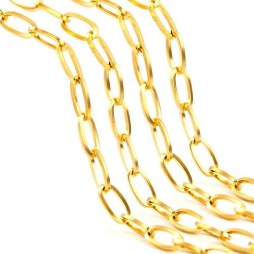 5pcs Mens punk Unique square Oval long O link necklace clasp chain fashion Silver gold Stainless Steel Male Jewelry Dropshipping