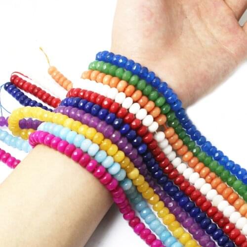 70pcs/lot Natural Stone Beads 5x8mm Faceted Jades Jaspers Loose Spacer Beads For Jewelry Making DIY Bracelet & Necklace