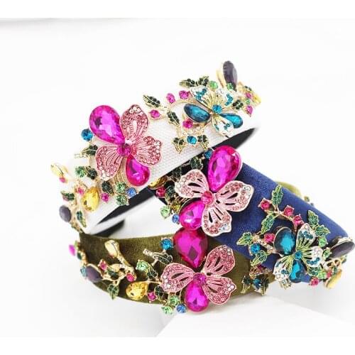 Baroque New Color Morning Glory Man-made crystal Ball Hairband Hair Accessories Headband Whole Dazzling personality exaggeration