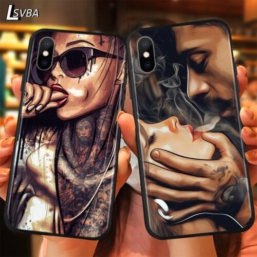 Sexy Sleeve Tattoo Girl Luxury Anti-fall Phone Case For iPhone 11 Pro XS Max X XR 6S 6 7 8 Plus 5S Soft Back Cover