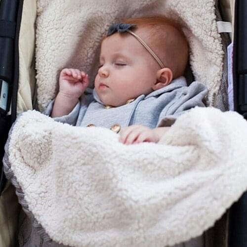 Infant Winter Warm Thickening Plus Velvet Knit Warm Sleeping Bag Wool Stroller Sleeping Bag Baby Sleeping Bag