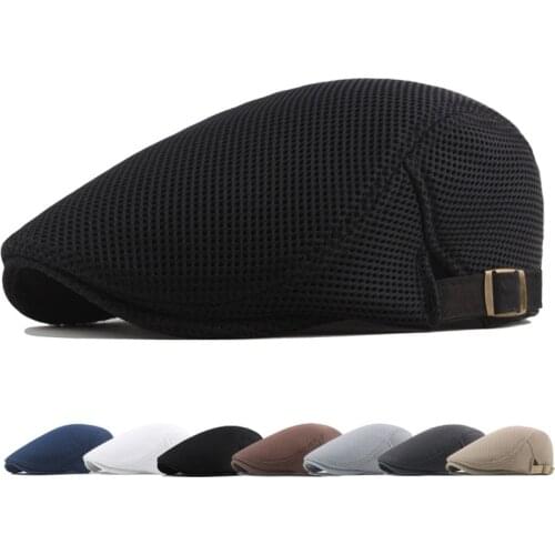 Breathable Mens Baseball Cap Retro Bucket Hats Sunscreen Hat Mesh Beret Flat Cap Womens Cap