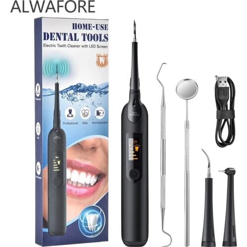 Electric Sonic Dental Scaler Oral Irrigator with LED Display Tooth Calculus Remover Rechargeable Tooth Stains Tartar clean Tool