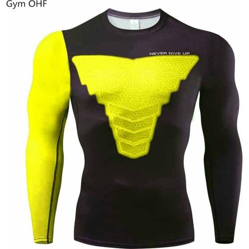 Gym T shirt Men Quick Dry Compression Shirt Fitness Tight Rashgard Male Running Shirt Trained T shirt For Men