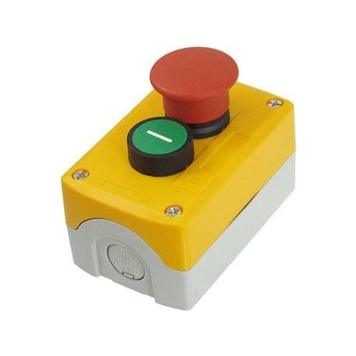 NC Red Mushroom NO Green Flat Momentary Pushbutton Switch Station SPST 240V 3A