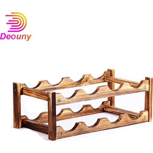 DEOUNY Creative Solid Wood Wine Rack Decoration Home Restaurant Wine Cabinet Modern Minimalist Display Shelf Barware