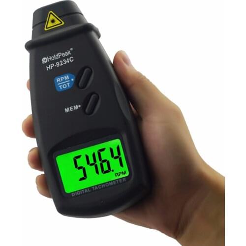 HP-9234C Digital Laser Tachometer LCD RPM Test Small Engine Motor Speed Gauge 10000RPM~99999RPM Non-contact Tachometer dropship