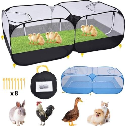 2-in-1 Small Animals Playpen Breathable And Waterproof Small Pet Cage Tent With Zippered Cover Portable Outdoor Yard Fence