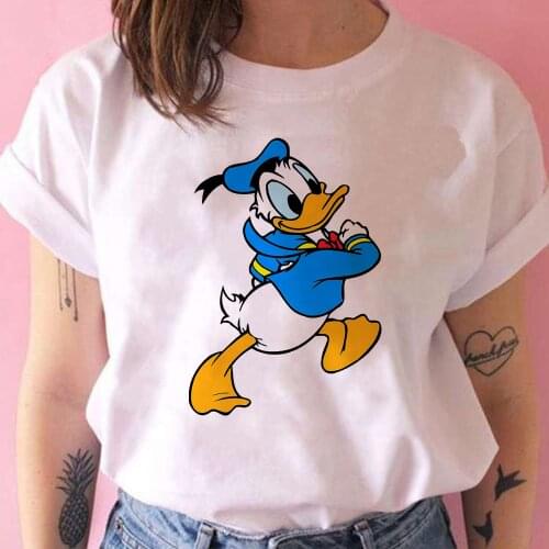 Cute Juvenile Donald Duck Print Disney Women T-shirts Best Fashion Personalized Beautiful Creative Soft Girl Top T Shirt Summer