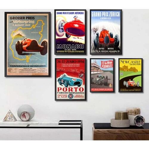 Monaco Grand Prix Classic Motor Racing Painting Modern Bedroom Modern Decorative Pictures Inspired Minimalism for Home Decor