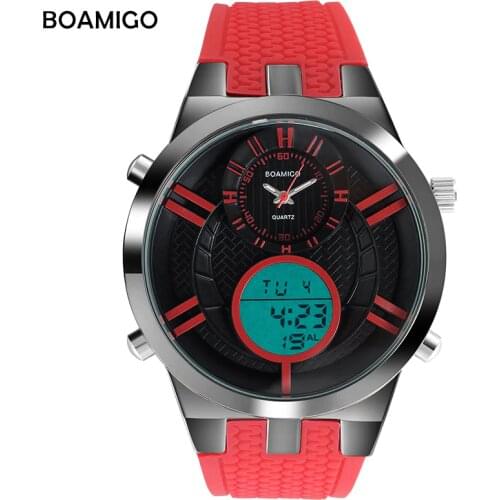 Men Sports Watches BOAMIGO Brand Watches Men Digital LED Watches Rubber Quartz Clock 30M Waterproof Wristwatches Reloj Hombre
