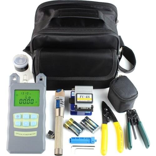 FTTH Tool Kit with FC-6S Fiber Cleaver and Optical Power Meter 1MW Visual Fault Locator and Wire Stripper