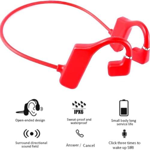 Bone Conduction Headphones Bluetooth-compatible Waterproof Comfortable Wear Open Ear Hook Light Weight Not In-ear Sport Earphone