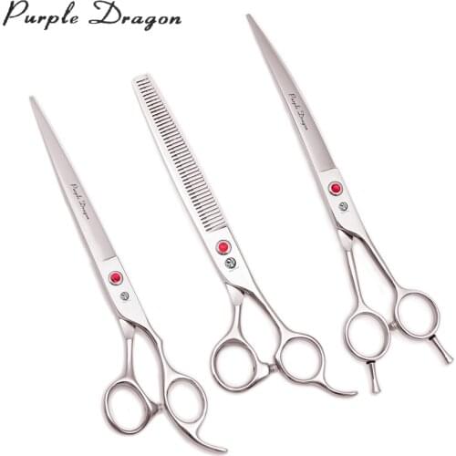 Pet Grooming Scissors 8.0" Purple Dragon Japan 440C Dog Grooming Kit Z3005 Pet Supplies Dog Clippers Add Case Down Curved Shears